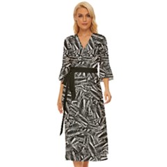 Monochrome Mirage Midsummer Wrap Dress by dflcprintsclothing