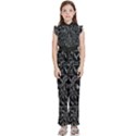 Old man monster motif black and white creepy pattern Kids  Sleeveless Ruffle Edge Band Collar Chiffon One Piece View1
