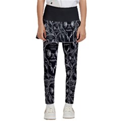 Old Man Monster Motif Black And White Creepy Pattern Kids  Skirted Pants by dflcprintsclothing
