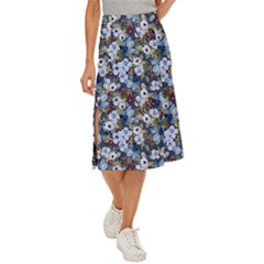 Blue Flowers 2 Midi Panel Skirt by DinkovaArt