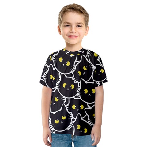 Cat Pattern Pet Drawing Eyes Kids  Sport Mesh T-shirt by Maspions