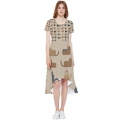 Cat Pattern Texture Animal High Low Boho Dress by Maspions