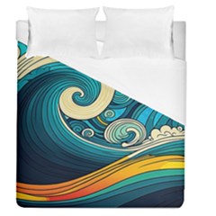 Waves Ocean Sea Abstract Whimsical Art Duvet Cover (queen Size) by Maspions