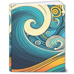 Waves Ocean Sea Abstract Whimsical Art 8  X 10  Hardcover Notebook by Maspions