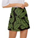 Background Pattern Leaves Texture Mini Front Wrap Skirt View3