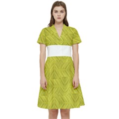Stylized Botanic Print Short Sleeve Waist Detail Dress by dflcprintsclothing