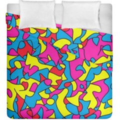Colorful-graffiti-pattern-blue-background Duvet Cover Double Side (king Size) by designsbymallika