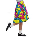 Colorful-graffiti-pattern-blue-background Kids  Ruffle Flared Wrap Midi Skirt View3