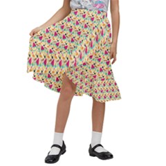 Summer Watermelon Pattern Kids  Ruffle Flared Wrap Midi Skirt by designsbymallika