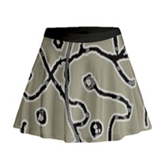Sketchy Abstract Artistic Print Design Mini Flare Skirt by dflcprintsclothing