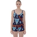 Fractal Triangle Geometric Abstract Pattern Tie Front Two Piece Tankini View1