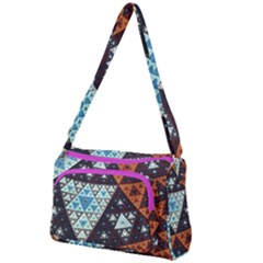 Fractal Triangle Geometric Abstract Pattern Front Pocket Crossbody Bag by Cemarart