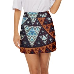 Fractal Triangle Geometric Abstract Pattern Mini Front Wrap Skirt by Cemarart