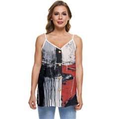 Abstract  Casual Spaghetti Strap Chiffon Top by Sobalvarro