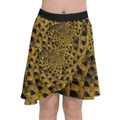 Spiral Symmetry Geometric Pattern Black Backgrond Chiffon Wrap Front Skirt by dflcprintsclothing