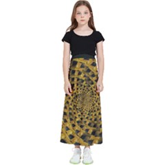 Spiral Symmetry Geometric Pattern Black Backgrond Kids  Flared Maxi Skirt by dflcprintsclothing
