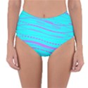 Wave Stripe Pattern Design Aqua Reversible High-Waist Bikini Bottoms View1