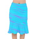 Wave Stripe Pattern Design Aqua Short Mermaid Skirt View1