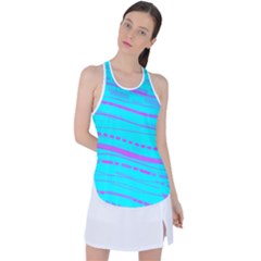 Wave Stripe Pattern Design Aqua Racer Back Mesh Tank Top by Ndabl3x