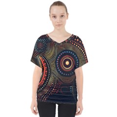 Abstract Geometric Pattern V-neck Dolman Drape Top by Ndabl3x
