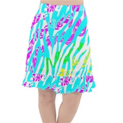 Animal Print Bright Abstract Fishtail Chiffon Skirt by Ndabl3x