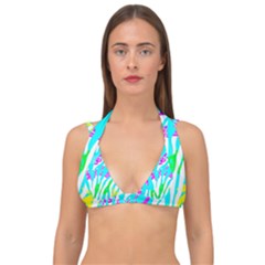 Animal Print Bright Abstract Double Strap Halter Bikini Top by Ndabl3x