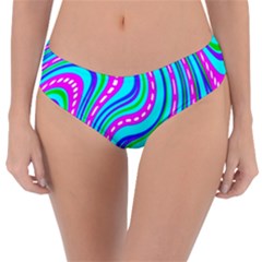 Swirls Pattern Design Bright Aqua Reversible Classic Bikini Bottoms by Ndabl3x