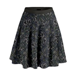 Midnight Blossom Elegance Black Backgrond High Waist Skirt by dflcprintsclothing