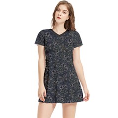 Midnight Blossom Elegance Black Backgrond Women s Sports Skirt by dflcprintsclothing