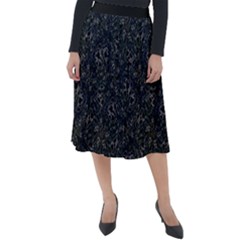 Midnight Blossom Elegance Black Backgrond Classic Velour Midi Skirt  by dflcprintsclothing
