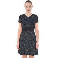 Midnight Blossom Elegance Black Backgrond Adorable In Chiffon Dress by dflcprintsclothing