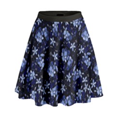 Stylized Floral Intricate Pattern Design Black Backgrond High Waist Skirt by dflcprintsclothing
