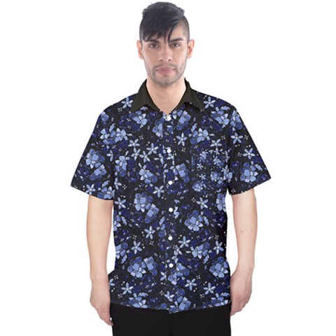 Stylized Floral Intricate Pattern Design Black Backgrond Men s Hawaii Shirt by dflcprintsclothing