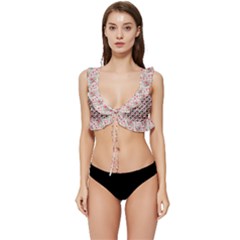 Pink Roses 02 Pink Roses 01 Low Cut Ruffle Edge Bikini Top by DinkovaArt