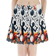 Abstract Drummer Pleated Mini Skirt by RiverRootz