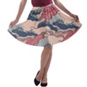 Waves Ocean Sea Water Pattern Rough Seas Digital Art Nature Nautical A-line Skater Skirt View1