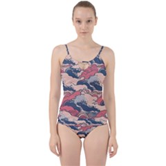 Waves Ocean Sea Water Pattern Rough Seas Digital Art Nature Nautical Cut Out Top Tankini Set by Bedest