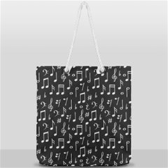 Chalk Music Notes Signs Seamless Pattern Full Print Rope Handle Tote (large) by Ravend