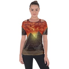 Pyramids Egypt Monument Landmark Sunrise Sunset Egyptian Shoulder Cut Out Short Sleeve Top by Proyonanggan