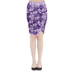 Purple Flowers 001 Purple Flowers 02 Midi Wrap Pencil Skirt by DinkovaArt