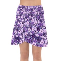 Purple Flowers 001 Purple Flowers 02 Wrap Front Skirt by DinkovaArt