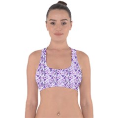Purple Flowers 001 Cross Back Hipster Bikini Top  by DinkovaArt