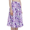 Purple Flowers 001 A-Line Full Circle Midi Skirt With Pocket View3