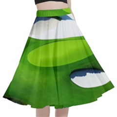 Golf Course Par Green A-line Full Circle Midi Skirt With Pocket by Proyonanggan