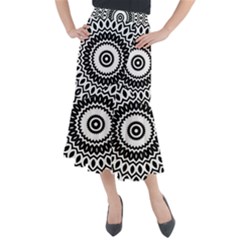 Circular Concentric Radial Symmetry Abstract Midi Mermaid Skirt by Proyonanggan