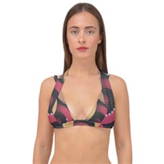 Circle Colorful Shine Line Pattern Geometric Double Strap Halter Bikini Top by Proyonanggan