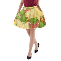 Pattern Texture Leaves A-line Pocket Skirt by Proyonanggan