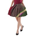 Texture Abstract Curve  Pattern Red A-Line Pocket Skirt View1