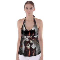 Melancholy Autumn Tie Back Tankini Top by MRNStudios