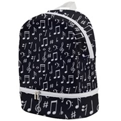 Chalk Music Notes Signs Seamless Pattern Zip Bottom Backpack by Ravend